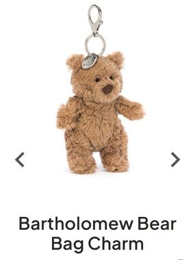 Jellycat Bartholomew, bear bag charm out of stock new without tags!!